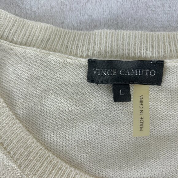 Vince Camuto Womens Lightweight Gray Lace Embellished Long Sleeve Sz L Sweater - Picture 6 of 8